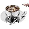 Tomotato Set di Tazze da Caffè, Elegante Tazza da Caffè a Doppia Parete con Piattino e Cucchiaio, 4 Once, Acciaio Inossidabile, per Caffè Espresso, Cappuccino e Latte
