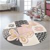 Paco Home Moderno tappeto per bambini per cameretta in colori pastello, graziosi motivi di animali in 3D, Dimensione:Ø 160 cm tondo