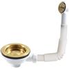 Feeshoppher scolapiatti da cucina con colino placcato oro verso il basso 114 mm scarico discesa con troppopieno anti-intasamento cucina bagno cestello lavello in acciaio inox rifiuti tubo filettato