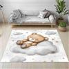 AUWUUA Tappeti per bambini a forma di orsacchiotto, 80x120 cm, motivo: nuvola, lavabile, per cameretta dei bambini, antiscivolo, per ingresso, sala giochi