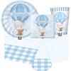 irpot kit n.78 per 8 persone benvenuto elefantino in mongolfiera coordinato nascita bambino decorazioni piatti carta bicchieri tovaglioli elefante