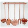 arterameferro Set mestoli decorativi da cucina in rame 5 pezzi con supporto a parete
