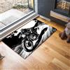MLSOWM Zerbino Stile Retrò Ingresso Interno, Tappeto Motociclista D'Epoca Antiscivolo Tappetino D'Ingresso Lavabile Trappola Sporco per Ufficio, Patio Corridoio, 50 x 80 cm - In Bianco E Nero