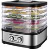 YASHE Essiccatore automatico, 5 vassoi regolabili in altezza, regolazione della temperatura 35 - 70 °C, 240 W, senza BPA, disidratatore silenzioso e compatto per frutta, verdura, erbe e carne