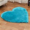 Tomifine Tappeto Imitazione Lana Lungo Pelliccia Morbida Forma di Cuore Tappeti Imitazione Della Pelliccia Decorazione per Camera da Letto, Soggiorno, Divano, Tappetino per Il Letto (60 x 60 cm,Blu)