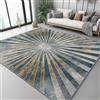 Generic Tappeti per il soggiorno Linee Astratte A Raggi Di Sole, 60 x 110 cm Tappeto a pelo corto per camera da letto, zerbino per interni - per soggiorno e camera da letto Blu Oro
