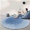 LONGSAO Tappeti Casa Salotto Grandi Rotondo Antiscivolo Tappeto Pelo Corto Camera Letto Soggiorno Decorazione Domestica Linea bianca tonda azzurra di lusso, ø 140CM