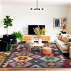 Taidianolp Tappeto quadrato per soggiorno, 140 x 140 cm, lavabile, tappeto per pavimento, sala da pranzo, tavolino da caffè, multicolore, blu, rosso, giallo, blu, geometrico, vintage