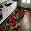 Generic Rosso Tappeto Cucina Fiore Rosa 50 x 220 cm Passatoia Lavabile Antiscivolo per Cucina, Corridoio, Ingresso, Soggiorno e Camera da Letto