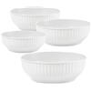 Generico Insalatiera in Plastica Costolata, Set 4 Ciotole da Cucina, 20cm 22cm 24cm 26cm, Bacinella per Insalate e Preparazioni (Bianco, 20/22/24/26cm)