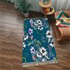 Tomifine Tappeto con Nappe Tessuto Tappeti Strisce Rettangolare Bohémien Lavabile per Soggiorno, Camera da letto (60x90 cm,Blu Bianco)