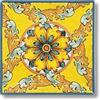 Excelsa Trinacria Set 6 Piatti Quadrati in Ceramica, 24 cm, Motivo Floreale Giallo