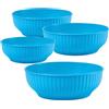 Generico Insalatiera in Plastica Costolata, Set 4 Ciotole da Cucina, 20cm 22cm 24cm 26cm, Bacinella per Insalate e Preparazioni (Blu, 20/22/24/26cm)