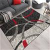 Mazovia Tappeto Salotto Moderno Pelo Corto - Tappeti Soggiorno Turchi Originali - Tappeti Camera da Letto - Tappeti Salotto Grandi Dimensioni - Grigio Rosso - 80x150 cm