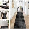 ZUZEKU Tappeto per corridoio, cucina, lavabile, antiscivolo, 100 x 500 cm, tappeto lungo per corridoio, soggiorno, camera da letto, venduto al metro, personalizzabile, colore nero e grigio