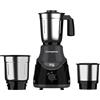 Crompton DS 500 BLK - Macinino miscelatore da 500 Watt con motore Powertron e tecnologia Motor Vent-X, 3 barattoli in acciaio inox, nero e grigio
