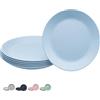 VIRSUS Set 6 Piatti Piani Colorati 958N, Diametro 23,5 cm, Infrangibili e Riutilizzabili, lavabili in lavastoviglie, 100% Riciclabili, Adatti per il microonde, BPA Free (Azzurro)