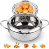 Elprico Pentola Giapponese Per Friggere, Pentola Per Tempura Con Termometro Compatibile Fornello A Induzione 24 Cm, Pentola Giapponese In Acciaio Inossidabile 304 Per Patatine Fritte (Misura grande 24 cm)