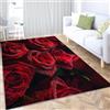 UUZEAI Tappeto da Salotto Romantico con Rose Rosse e Fiori, Tappeto Decorativo per Camera da Letto a Pelo Corto, Tappeto Lavabile Antiscivolo per Sala da Pranzo 60x180 cm