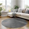 Carpettex Tappeto Rotondo Grigio 120 cm Tappeto Lavabile a Pelo Corto, Rotondo, Antiscivolo e Morbido, Design Monocromatico Moderno per Soggiorno, Cucina e Corridoio, Camera da Letto