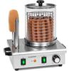 Klarstein Wurstfabrik Pro 550 macchina per hot dog, 550 W, 2 spiedi riscaldanti, termostato 30-100 °C, cilindro in vetro Ø 20 cm, gabbia in acciaio inox Ø 17 cm, cuoci-würstel professionale, argento