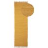 carpetfine Tappeto a tessitura Kilim Chindi Uni passatoia giallo 60x180 cm, tessuto a mano | Tappeto moderno reversibile in cotone per soggiorno e camera da letto con frange