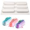 Uenmay Stampo per torta in silicone - Stampo fai da te 3D fatto a mano, forma ovale lunga a 6 fori, bianco