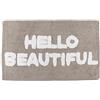 INTRECCI Tappeto Rettangolare 50x80 cm in Spugna Hello Beautiful Beige, Tappetino Multiuso in Cotone Pelo Corto Bagno Materassino Scendidoccia Camera Soggiorno