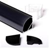 AFTERTECH 2metri 3030N 30x30 PROFILO ALLUMINIO ANGOLARE GRANDE ANODIZZATO NERO PER STRISCE STRIP LED BARRA RIGIDA 2mt CON COPERTURA NERA (1x 2metri 3030nero nero)