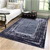 Mazovia Tappeto Salotto Moderno - Tapeto Stampato a Pelo Corto - Morbido Tappeto Camera da Letto - Antiscivolo Tapeto TOSCANA - Tappeto Salotto Motivo Confine Vintage - Nero Grigio 160x230cm