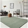 the carpet Relax Tappeto moderno a pelo corto, soggiorno, fondo antiscivolo, lavabile fino a 30 gradi, morbidissimo, aspetto pelliccia, Verde, 60 x 110 cm