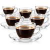 Sendez Set di 6 tazzine da caffè con 6 piattini, in vetro, 12 pezzi