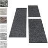 Carpettex Set di tappeti a pelo corto per il letto della camera da letto altezza del pelo 4mm 3 pezzi, colore:Antracite, set letto:2 pezzi 60x100 + 1 pz 80x150