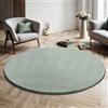 the carpet Relax Tappeto moderno a pelo corto, soggiorno, fondo antiscivolo, lavabile fino a 30 gradi, morbidissimo, aspetto pelliccia, Verde, 200 cm Rotondo