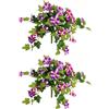 QOXEZY Confezione da 2 fiori artificiali di petunia in seta, composizione floreale primaverile, bouquet di fiori finti per interni ed esterni, giardino, balcone, decorazione per la casa, 63 x 49 cm (rosso