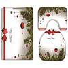 A.Monamour Set Tappeti Bagno 3 Pezzi Sfondo Di Natale Con Ghirlanda Di Ramoscelli Di Abete Rosso Fiocco Di Nastro Palle Vacanze Stampa Antiscivolo Morbidi Assorbente Lavabile Tappetini per Il Bagno