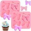 ELINKA Stampo in silicone a forma di fiocco, 2 stampi a 4 fori per cioccolato, fiocchi per fondente, zucchero, caramelle, torte, pop, topolini, farfalle, cravatte, per fai da te, feste di compleanno