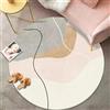 ZAHHYG Tappeto Rotondo Grigio Rosa Tappeto Cucina Antiscivolo Lavabile,Tappeto Camera Da Letto E Soffice,Tappeto Salotto Moderno Per Grandi Dimensioni Salotto,Tappeti Camera Da Lettodiametro 160Cm