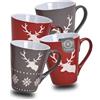 matches21 HOME & HOBBY Bello set di 4 tazze natalizie - 200 ml tazze da caffè con motivi scandinavi di alci natalizie in rosso e grigio