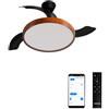 CREATE / WIND CLEAR STUDIO M/Ventilatore da soffitto con luce nero e legno scuro con Wifi e telecomando / 40W, Pale retrattili, Ø108 cm, funzione estate-inverno