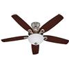 HUNTERFAN Ventilatore da Soffitto Builder Deluxe 132cm per Interni con Luce e Catena a Strappo, con 5 Pale Reversibili in Ciliegio e Noce, Ideale per l'Estate e l'Inverno, Modello 50571