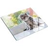 Tulup Tagliere in Vetro Temperato 60x52 cm da Cucina con Piedini Antiscivolo Durevole e Igienico Resistente al Calore con Stampe Facile da Pulire Rettangolare Antigraffio - Piccola finestra per gatti