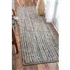 DANGAYACH ART Tappeto indiano fatto a mano in iuta naturale intrecciata con cotone denim, tappeto in iuta, camera da letto, in fibra naturale, per soggiorno, zerbino, dimensioni: 60 cm x 270 cm