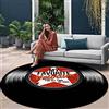 Rururug Tappeto Rotondo Regionale Disco in vinile retr貌 con stella a cinque punte rossa Facile da Maneggiare Macchie Soggiorno Camera da Letto Computer Sedia Cuscino ø 160CM