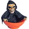 REITINGE Porta caramelle scheletro Candy Bowl con occhi rossi luminosi e parti mobili per decorazioni di Halloween