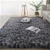 Jyswx Tappeto Peloso Salotto - Tappeti Soggiorno Moderni Grandi Dimensioni - Tappeto Lavabili Antiscivolo per Camera da letto, TieDye Grigio Scuro, 160 x 200 cm