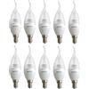 TOT ELECTRIC 10 Lampadine Led attacco piccolo E14 Candela Trasparente 5W Luce Fredda 6500K lampadina oliva fiamma, colpo di vento risparmio energetico ideale per lampadari e applique (X10pezzi)