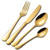 Buyer Star 4 pezzi posate Oro Acciaio inossidabile Posate Set Nozze Festa Utensili da tavola Cucchiaio da dessert tè Coltello da bistecca Forchetta
