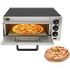 Taozhiyy Forno per pizza elettrico, 2000 W, 220 V, 220 V, forno per pizza fino a 400 °C, forno per pizza con piastra in pietra, forno multifunzione (57 x 47,5 x 27,5 cm, nero/argento)