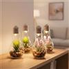 Levandeo - Set di 4 lampadine LED con piante artificiali in vetro, larghezza x altezza: 8x19 cm. Lampadina decorativa con piante artificiali, verde, lampadina a sospensione, decorazione da tavolo